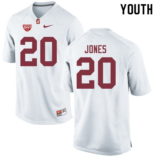 Youth #20 Austin Jones Stanford Cardinal College Football Jerseys Sale-White - Click Image to Close